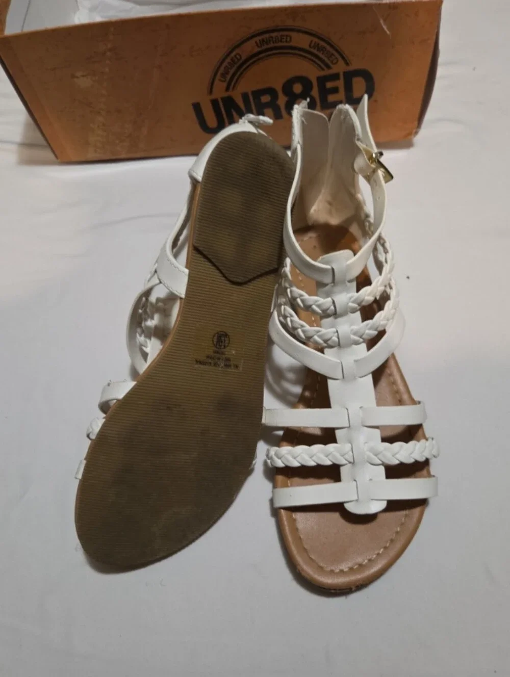 Unr8ed older girl 3.5 white lace sandals #06